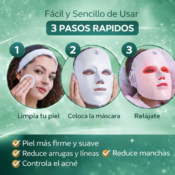 Máscara Facial LED Rejuvenecedora 7 en 1